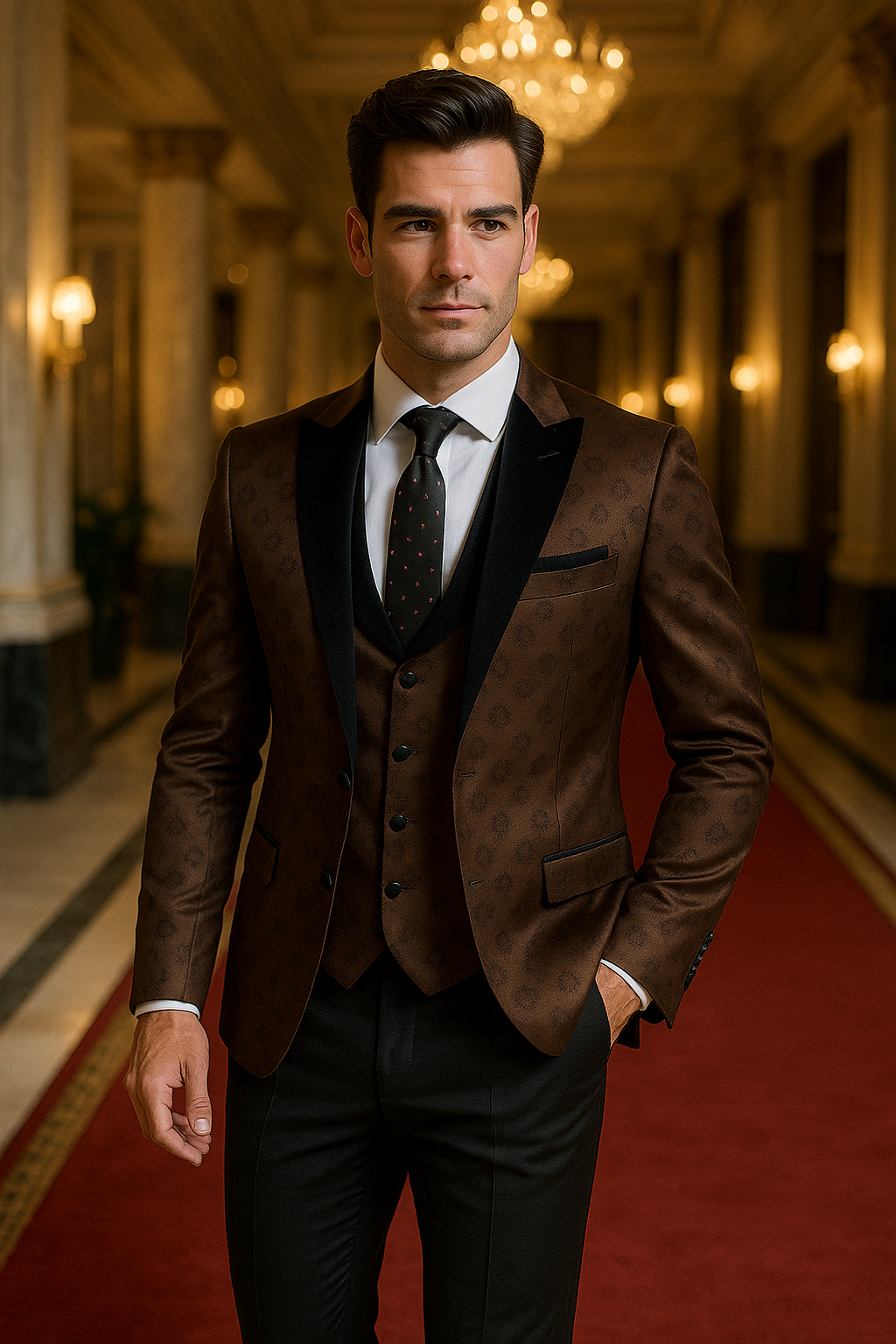 Men’s Jackquard bronze tuxedo suit