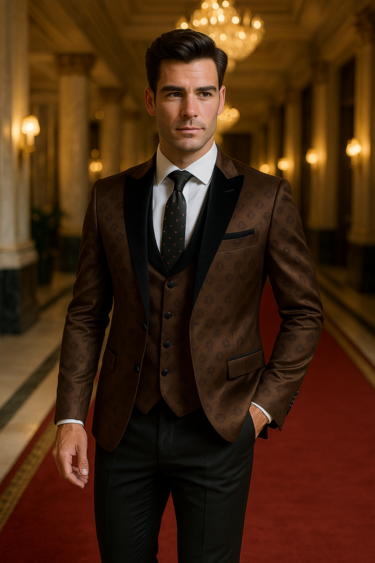 Men’s Jackquard bronze tuxedo suit