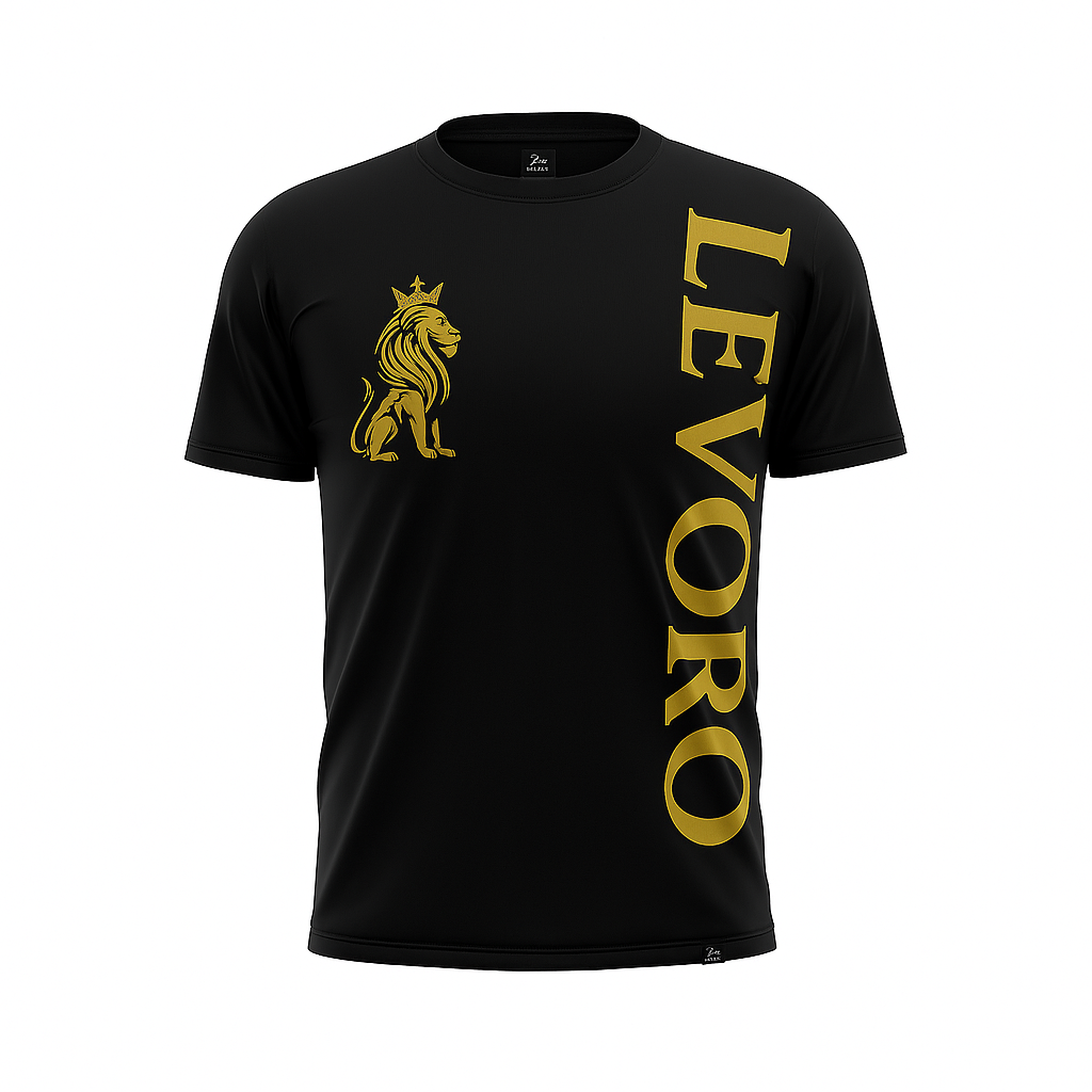 Levoro™ Unisex T shirt Classic Black Tee – Gold Signature Edition