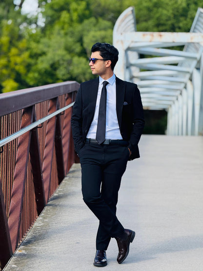 Levoro™  Black Slim-Fit Blazer – Turkish Made Elegance