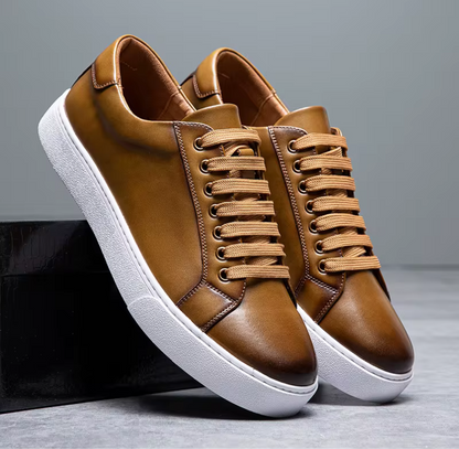 Levoro™ Classic Genuine Leather Sneakers – Urban Elegance Redefined