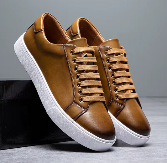 Levoro™ Classic Genuine Leather Sneakers – Urban Elegance Redefined
