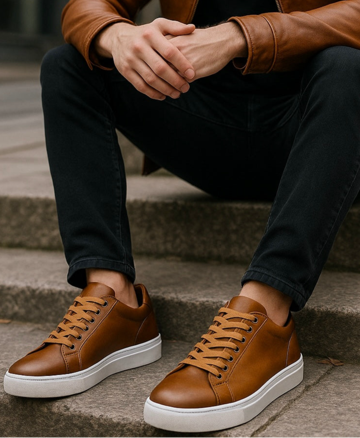 Levoro™ Classic Genuine Leather Sneakers – Urban Elegance Redefined