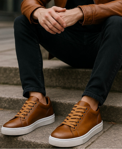 Levoro™ Classic Genuine Leather Sneakers – Urban Elegance Redefined